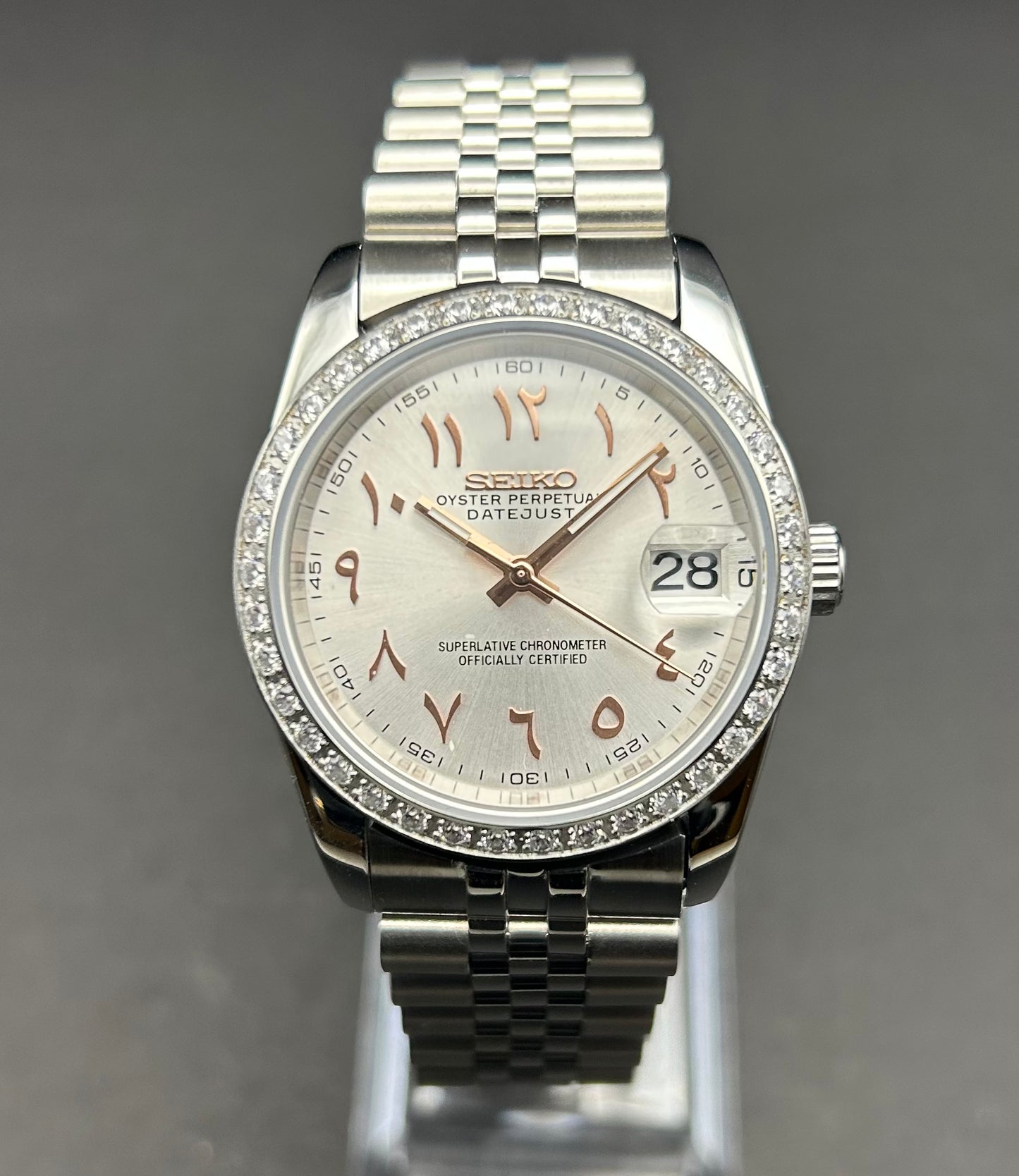 Montre "Date Arabica" Blanc Or Rose